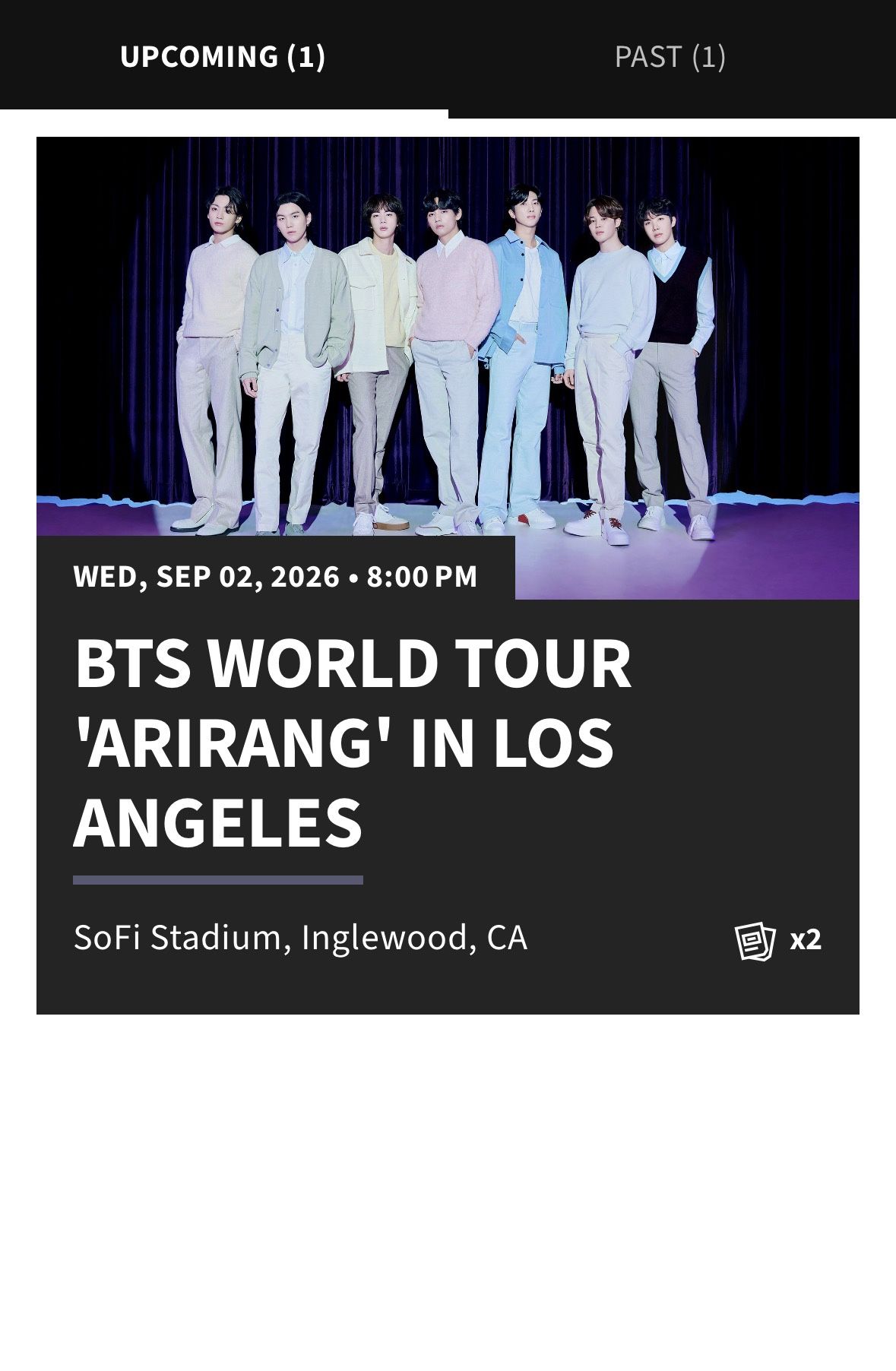 two Bts Tickets For Wednesday September 2