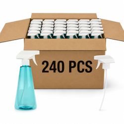 240 Pack Blue PET Spray Bottles, 500 ml / 16 oz Empty Refillable Bottles with Adjustable 3-Mode Trigger Sprayers for Cleaning, Plants and Household Us