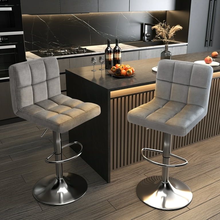 New Set of Faux Leather Bar Stools, Adjustable Height Hydraulic