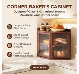 Corner Baker's Cabinet with Glass Doors