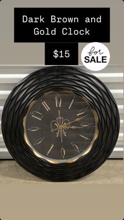 Dark Brown And Gold Wall Clock