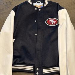 JEFF HAMILTON SAN FRANCISCO 49ERS WOOL & LEATHER VARSITY JACKET