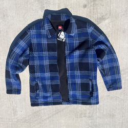 Quicksilver Plaid Black & Blue Fleece Jacket