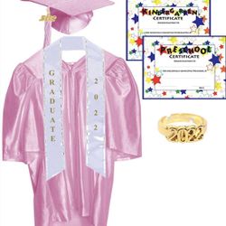 Kindergarten Or Preschool Graduation Cap And Gown With Diplomas