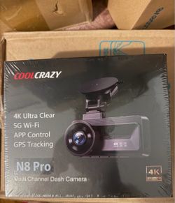 (Brand new) Coolcrazy 4K Dash Cam Front and Rear, STARVIS Sensor, Free 128GB Card Included, 5GHz WiFi-up to 20MB/s, Dual Dash Camera for Cars, Built-i