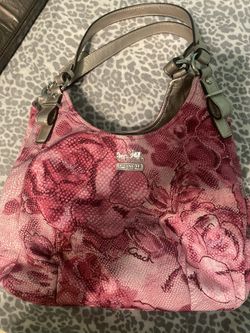 Auth COACH Maggie Madison Pink Floral Shoulder Bag Hobo Limited Edition