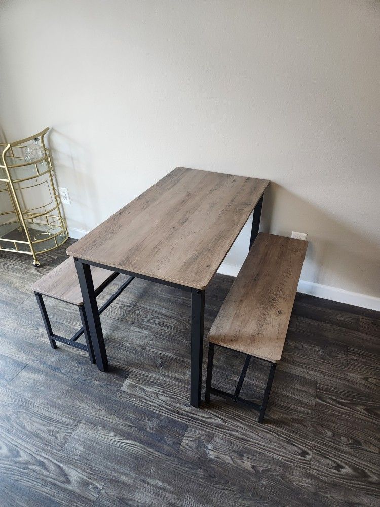 Sturdy Durable Dining Table Set for 4 with Bench.