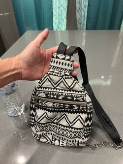 Mini Backpack Black White Aztec Print