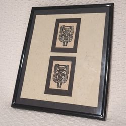 Framed Mayan Vector Woodblock Print