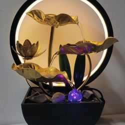 Beautiful Water Fountain Gold Flowers Natural Humidifier White Noise Yoga Meditation Water Fall Relaxation Anti stress 
