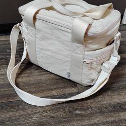 NOL Natural Organic Lifestyle Insulated Lunch Bag Cooler Bag Lightweight Nylon Waterproof Lunch Box For Work (Beige, Medium), 11"LX8"WX8"H
