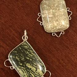 New Set Of Natural Stone And Silver Pendants 
