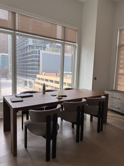 CB2 Blox 91" Rectangular Brown Wood Dining Table