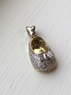 Diamond and Gold Baby Shoe Pendant