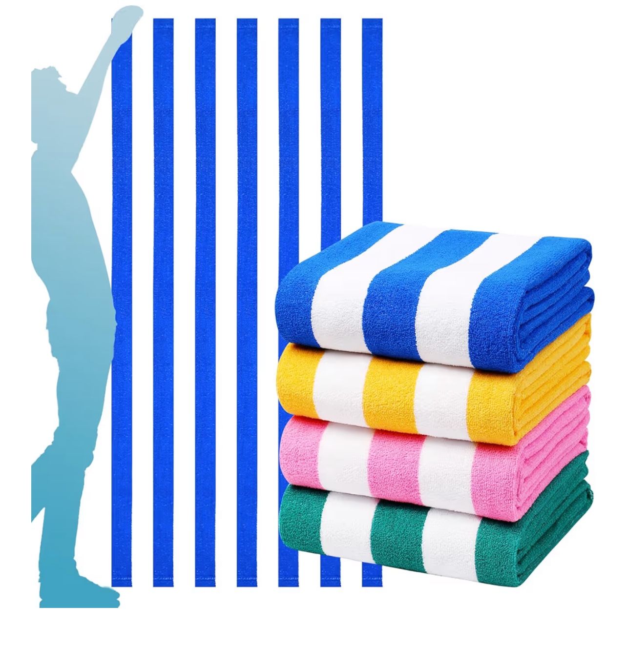 4 Pack Oversized Striped Beach Towels