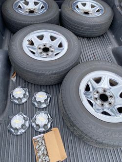 17" OEM Chevy Silverado Chrome Rims - Complete Set tires worn out