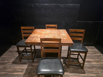 Distressed Counter Height Dining Table Set w/ 4 Chairs - Great DIY Refinish Project - $125