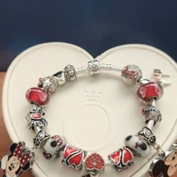 $55 Authentic Pandora Charm Bracelet With Unbranded European Beads Charms 