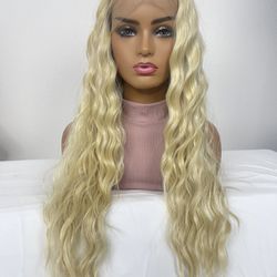 Luxury Fiber Lace Front Wig Pre-plucked hairline (heat friendly) - 613 Blonde 