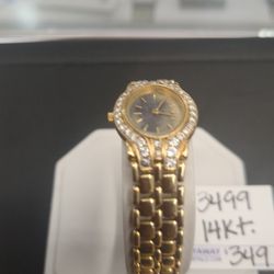 14k Gold Geneva Watch With Diamond Around It Layway Available 10% Down If You Interested Please Make Sure You Ask For Maribel Thank You 