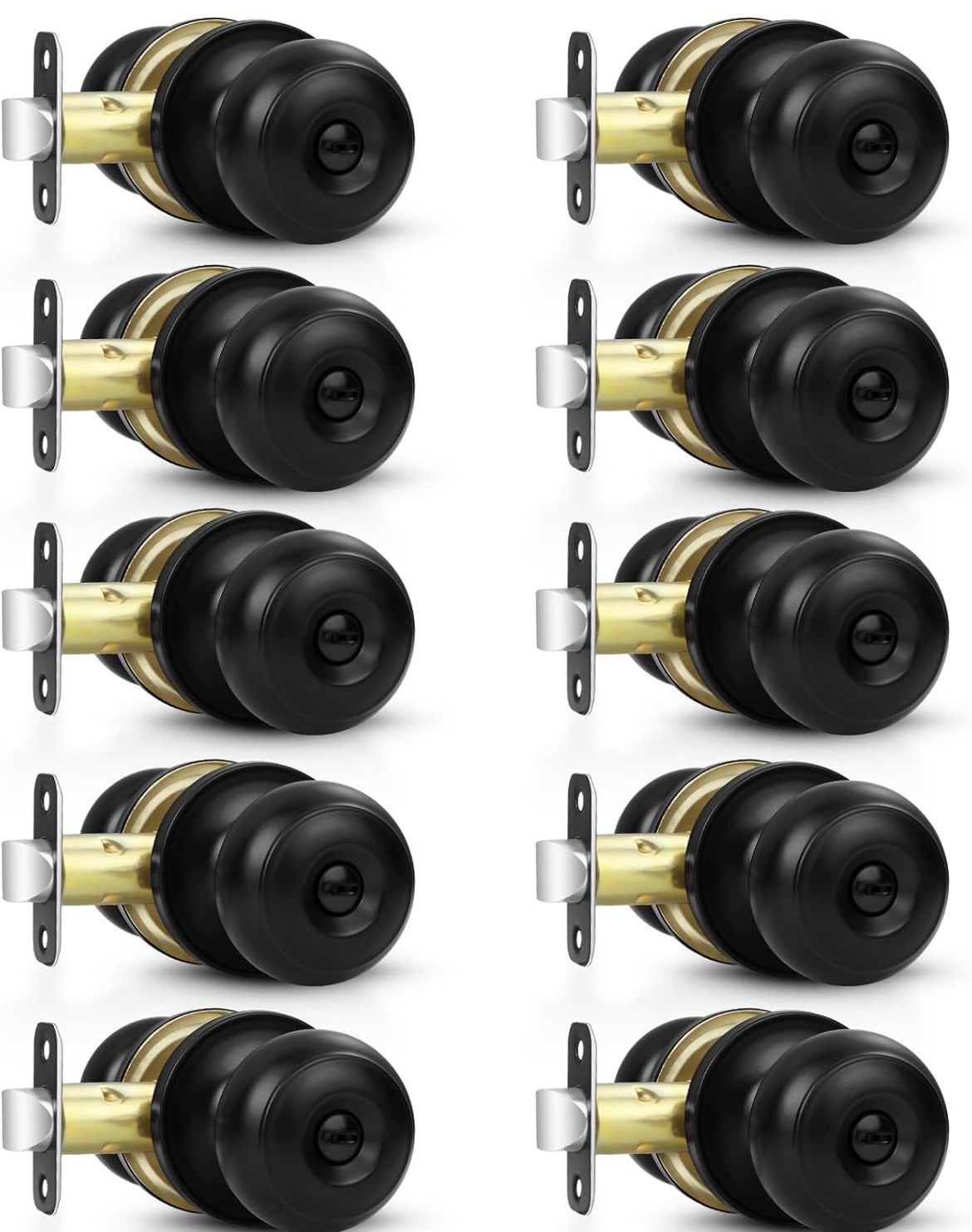 Door Knobs Set Of 10  Matte Black