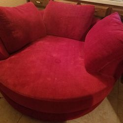 Large Round Red Couch