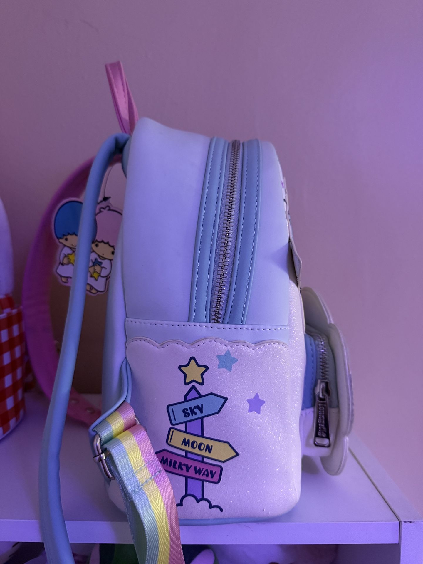 Loungefly x Sanrio Little Twin Stars Rainbow Cloud Mini Backpack NWT Kiki Lala Loungefly x Little Twin Stars Kiki Lala Kawaii Rainbow  main image 3