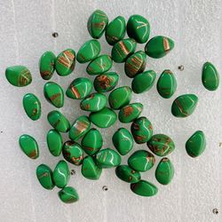 Vintage Czech Glass Green Gold Foil Lampwork Beads Jewelry Craft