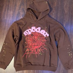 *Brand new in original bag* Brown Sp5der hoodie (Large)  