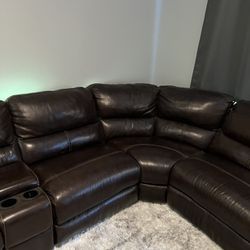 Large Couch Sofa Dark Brown Leather Sectional