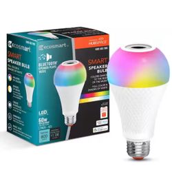 EcoSmart 60-Watt Equivalent Smart A21 Bluetooth Speaker Color Selectable RGBW E26 Medium Base LED Light Bulb Powered by Hubspace