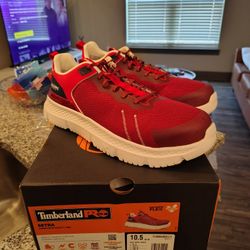 men's Timberland Pro Composite Toe red shoes 10.5