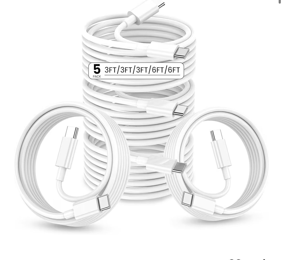 USB C Cable, 5 Pack(3ft/3ft/3ft/6ft/