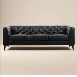 89” leather sofa