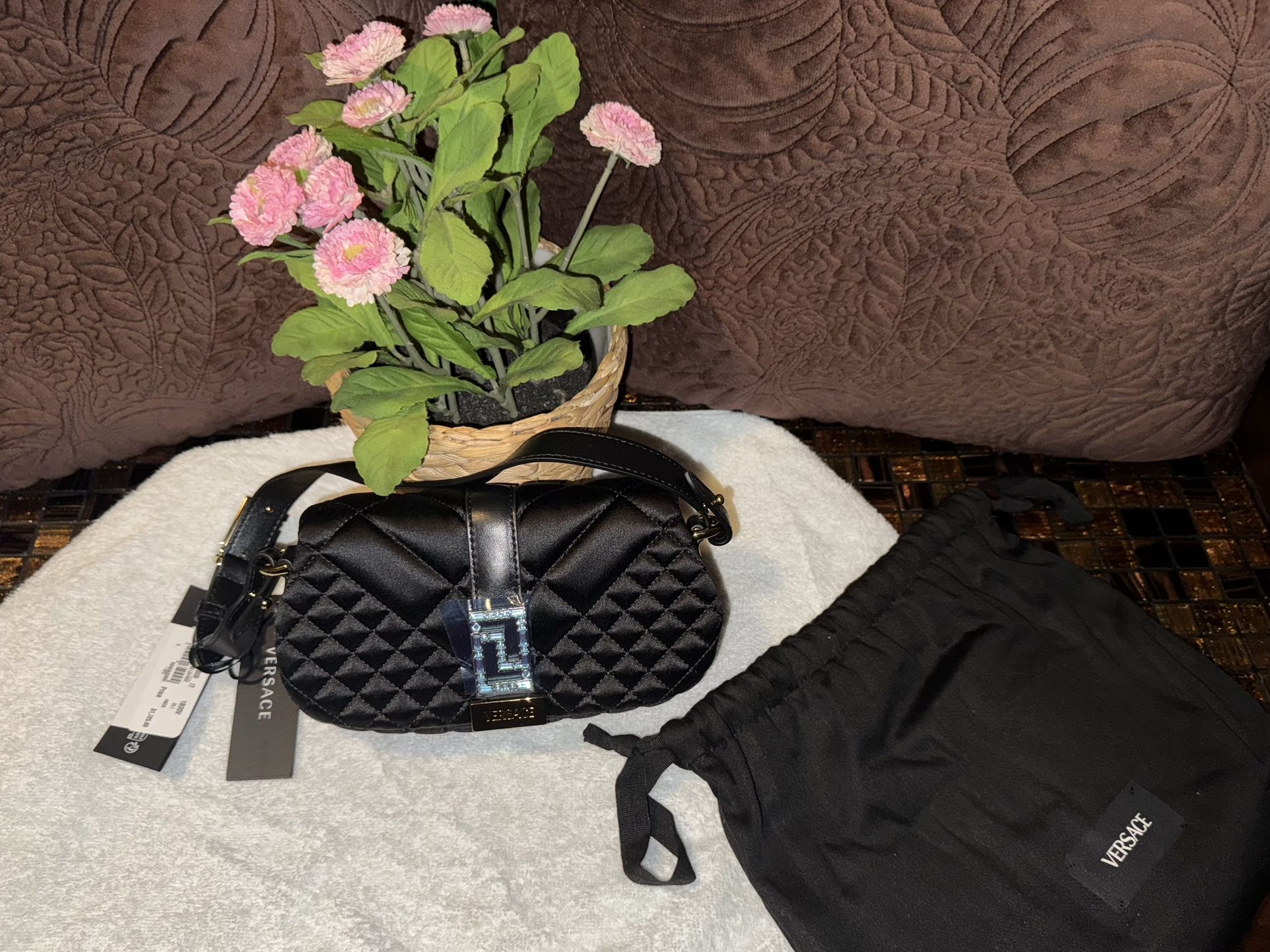 NWT Versace Black Greca Goddess Mini Bag