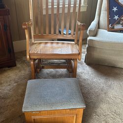 Rocking Chair W/ Ottoman - Genuine Wood