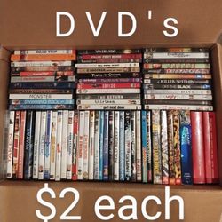 LARGE VARIETY OF DVDs ($2 each disc)