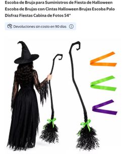 Halloween Witch Broomstick with Ribbons