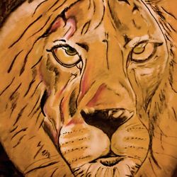 Original Lion Artwork Print With Black Frame