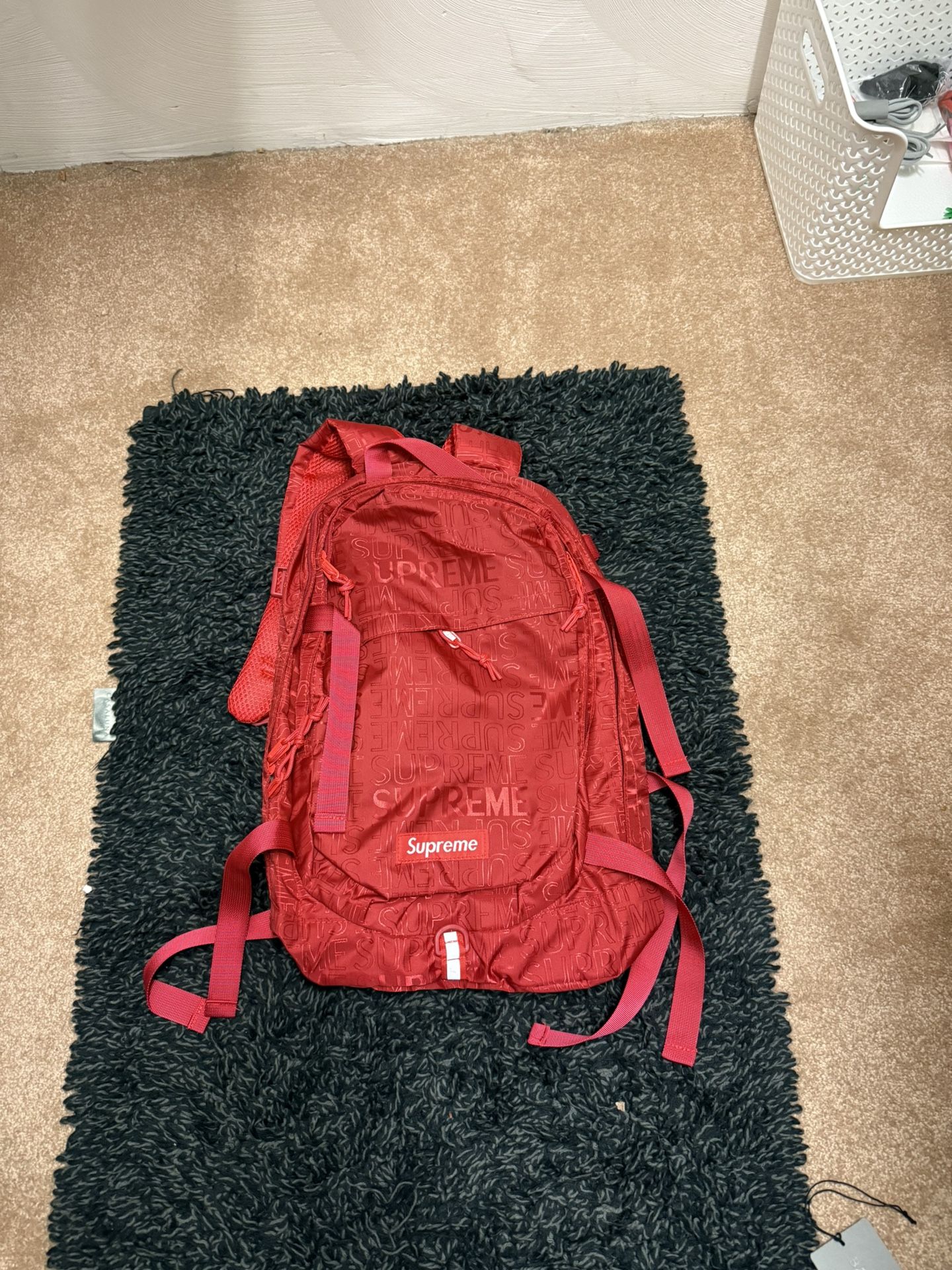Red supreme backpack