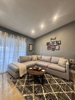 West Elm Grey L-Shaped Sectional Couch- FREE DELIVERY
