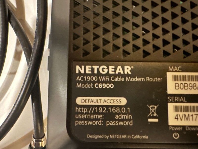 Netgear Nighthawk C6900 AC1900 WiFi Cable Modem Router