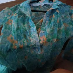 1970s Shear Blue Day Dress