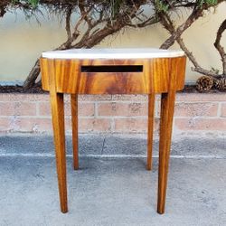 Antique Vintage White Marble & Wood Table Desk