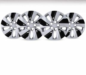 Set of 4 Silver and Black Hubcaps