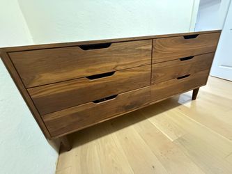 Custom Solid Walnut 6-Drawer Double Dresser – Mid-Century Modern, Soft-Close