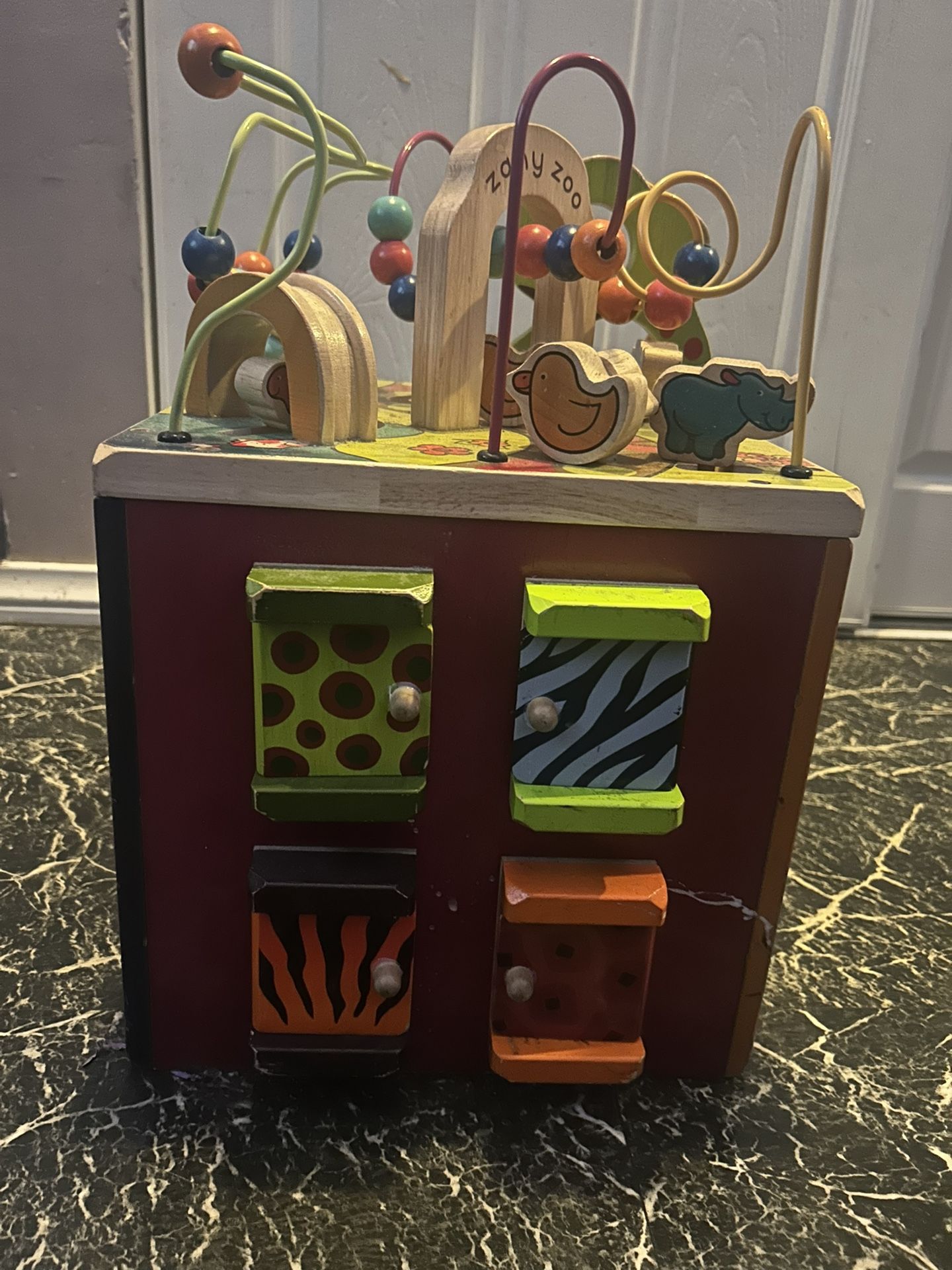 B. toys Wooden Activity Cube - Zany Zoo