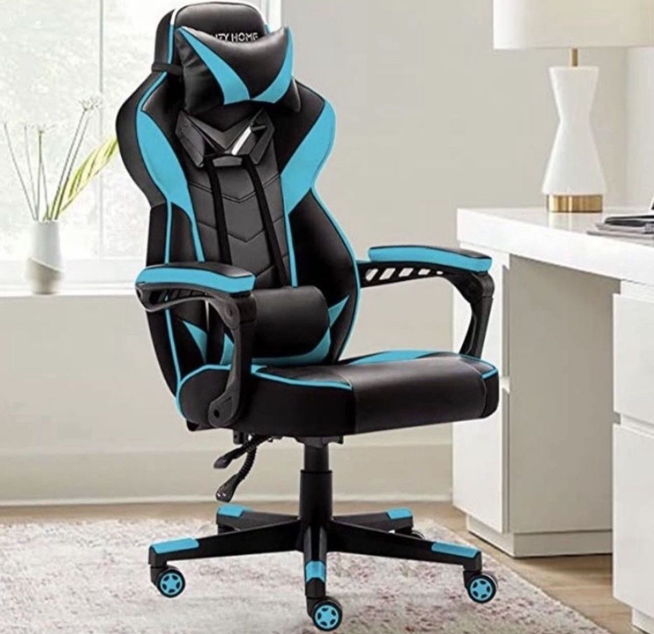 Home Gaming Chair Office Chair High Back Computer Chair PU Leather Desk Chair PC Racing Executive Ergonomic Adjustable Swivel Task Chair with Headrest