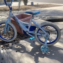 Frozen kids bike with training wheels