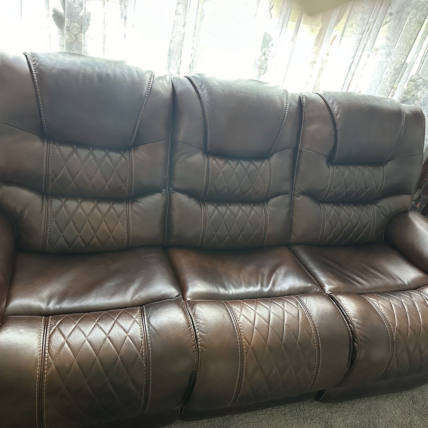 Ballard 3-piece Brown Power Sofa Diamond Stitching 